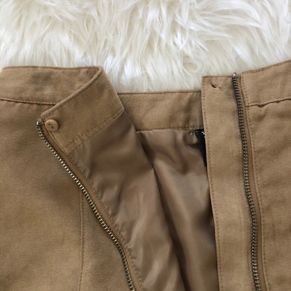 Suede-like camel mini skirt super cute w tights 8 - Picture 5 of 7